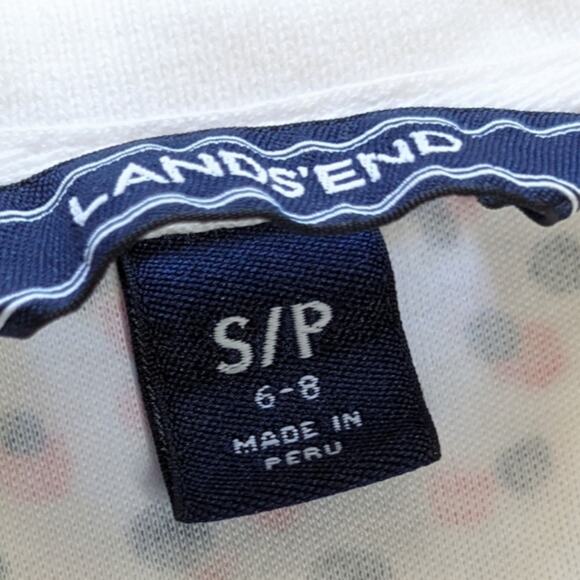 Lands' End women's polo shirt white abstract polka dots size S - Picture 6 of 8